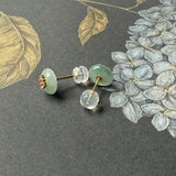 A-Grade Natural Greenish Blue Jadeite Donut Peranakan Tile Earring No.180859