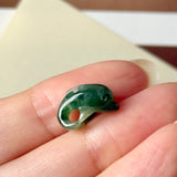A-Grade Dark Bluish Green Jadeite Dolphin Pendant No. 172970