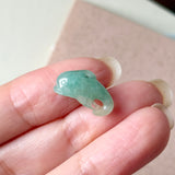 A-Grade Light Bluish Green Jadeite Dolphin Pendant No. 172969