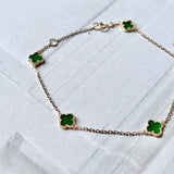 A-Grade Natural Imperial Green Jadeite Petite Clover Bracelet No.190370