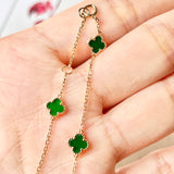 A-Grade Natural Imperial Green Jadeite Petite Clover Bracelet No.190370