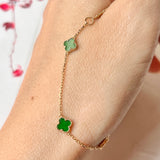 A-Grade Natural Imperial Green Jadeite Petite Clover Bracelet No.190370
