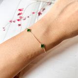 A-Grade Natural Imperial Green Jadeite Petite Clover Bracelet No.190370