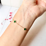 A-Grade Natural Imperial Green Jadeite Petite Clover Bracelet No.190370