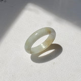 17.2mm A-Grade Natural White Yellow Jadeite Ring Band No. 161870