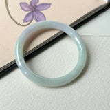52.6mm A-Grade Natural Light Lavender Green Jadeite Traditional Round Bangle No.152098