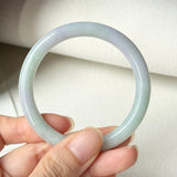 52.6mm A-Grade Natural Light Lavender Green Jadeite Traditional Round Bangle No.152098
