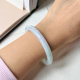 52.6mm A-Grade Natural Light Lavender Green Jadeite Traditional Round Bangle No.152098