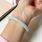 52.6mm A-Grade Natural Light Lavender Green Jadeite Traditional Round Bangle No.152098