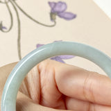 52.6mm A-Grade Natural Light Lavender Green Jadeite Traditional Round Bangle No.152098