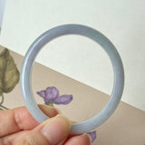 54mm A-Grade Natural Lavender Green Jadeite Modern Oval Bangle No. 152099