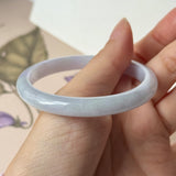 54mm A-Grade Natural Lavender Green Jadeite Modern Oval Bangle No. 152099