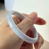 54mm A-Grade Natural Lavender Green Jadeite Modern Oval Bangle No. 152099