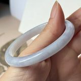54mm A-Grade Natural Lavender Green Jadeite Modern Oval Bangle No. 152099