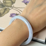 54mm A-Grade Natural Lavender Green Jadeite Modern Oval Bangle No. 152099