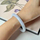 54mm A-Grade Natural Lavender Green Jadeite Modern Oval Bangle No. 152099