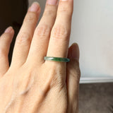 19.2mm Icy A-Grade Natural Dark Bluish Green Jadeite Slim Cut Ring Band No. 162633