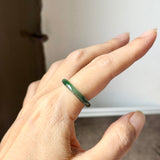 19.2mm Icy A-Grade Natural Dark Bluish Green Jadeite Slim Cut Ring Band No. 162633