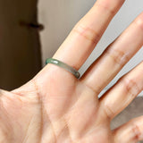 19.2mm Icy A-Grade Natural Dark Bluish Green Jadeite Slim Cut Ring Band No. 162633