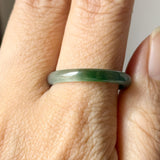 19.2mm Icy A-Grade Natural Dark Bluish Green Jadeite Slim Cut Ring Band No. 162633