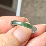 19.2mm Icy A-Grade Natural Dark Bluish Green Jadeite Slim Cut Ring Band No. 162633