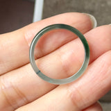 19.2mm Icy A-Grade Natural Dark Bluish Green Jadeite Slim Cut Ring Band No. 162633