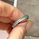 19.2mm Icy A-Grade Natural Dark Bluish Green Jadeite Slim Cut Ring Band No. 162633