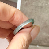 19.2mm Icy A-Grade Natural Dark Bluish Green Jadeite Slim Cut Ring Band No. 162633