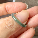19.2mm Icy A-Grade Natural Dark Bluish Green Jadeite Slim Cut Ring Band No. 162633