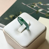 18.7mm Icy A-Grade Natural Dark Bluish Green Jadeite Slim Cut Ring Band No. 162634