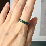18.7mm Icy A-Grade Natural Dark Bluish Green Jadeite Slim Cut Ring Band No. 162634