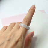 SOLD OUT: 18.3mm A-Grade Natural Light Lilac with Green Jadeite Abacus Ring Band No.162345