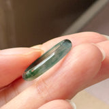 18.7mm Icy A-Grade Natural Dark Bluish Green Jadeite Slim Cut Ring Band No. 162634
