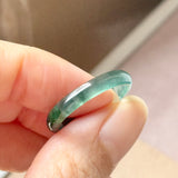 18.7mm Icy A-Grade Natural Dark Bluish Green Jadeite Slim Cut Ring Band No. 162634