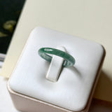 18.2mm Icy A-Grade Natural Bluish Green Jadeite Slim Cut Ring Band No. 162635