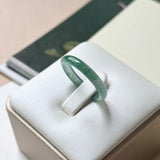 18.2mm Icy A-Grade Natural Bluish Green Jadeite Slim Cut Ring Band No. 162635