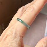 18.2mm Icy A-Grade Natural Bluish Green Jadeite Slim Cut Ring Band No. 162635