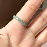 18.2mm Icy A-Grade Natural Bluish Green Jadeite Slim Cut Ring Band No. 162635