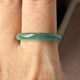 18.2mm Icy A-Grade Natural Bluish Green Jadeite Slim Cut Ring Band No. 162635