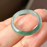 18.2mm Icy A-Grade Natural Bluish Green Jadeite Slim Cut Ring Band No. 162635