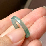 18.2mm Icy A-Grade Natural Bluish Green Jadeite Slim Cut Ring Band No. 162635
