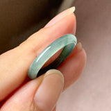18.2mm Icy A-Grade Natural Bluish Green Jadeite Slim Cut Ring Band No. 162635