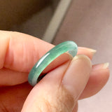 18.2mm Icy A-Grade Natural Bluish Green Jadeite Slim Cut Ring Band No. 162635