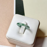 18.2mm Icy A-Grade Natural Bluish Green Jadeite Slim Cut Ring Band No. 162636