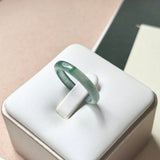 18.2mm Icy A-Grade Natural Bluish Green Jadeite Slim Cut Ring Band No. 162636