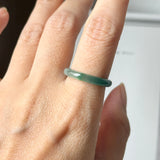 18.2mm Icy A-Grade Natural Bluish Green Jadeite Slim Cut Ring Band No. 162636