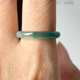 18.2mm Icy A-Grade Natural Bluish Green Jadeite Slim Cut Ring Band No. 162636