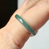 18.2mm Icy A-Grade Natural Bluish Green Jadeite Slim Cut Ring Band No. 162636