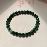 5.5mm A-Grade Natural Dark Moss Green Jadeite  Beaded Bracelet No.190510