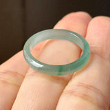 18.2mm Icy A-Grade Natural Bluish Green Jadeite Slim Cut Ring Band No. 162636